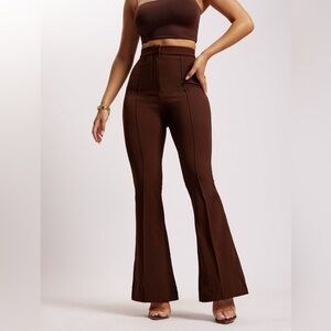 Meshki zendaya high waisted flare pants chocolate brown size large